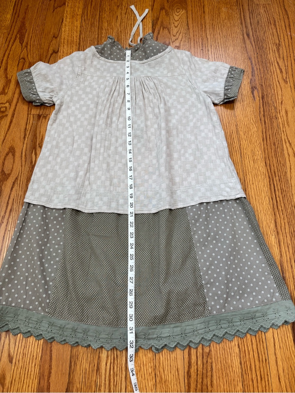 Vintage 90's boho slouchy cottage colorblock short sleeve layered mini dress - Picture 12 of 14